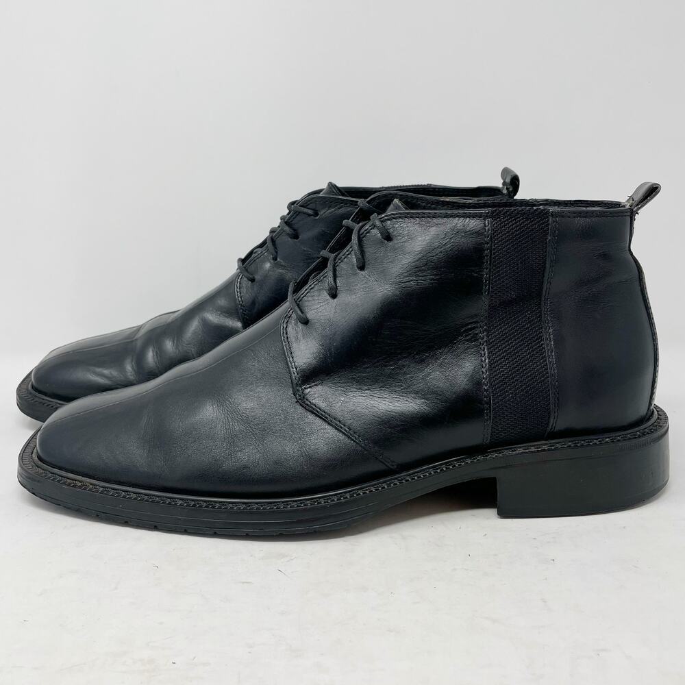Venturini Black Leather Square Toe Lace Up Chelsea Boots Mens 9